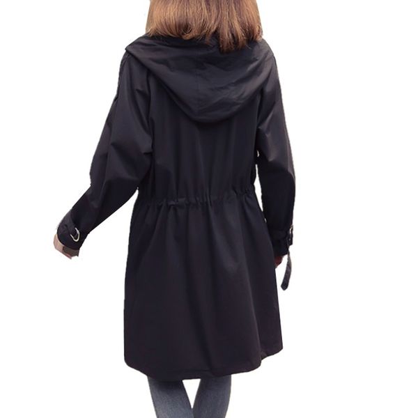 

2019 spring autumn women fashion trench coat female slim hooded windbreaker coat casual long sleeve women outerwear, Tan;black