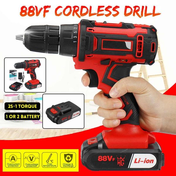 

88vf cordless drill 1 or 2 battery rechargeable 25+1 torque