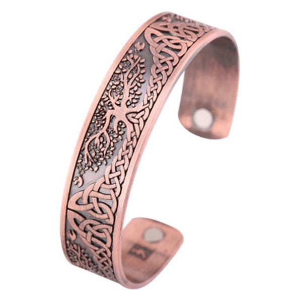 

skyrim vintage tree of life bracelet viking stainless steel zinc alloy magnetic bangles jewelry gift for men women, Black