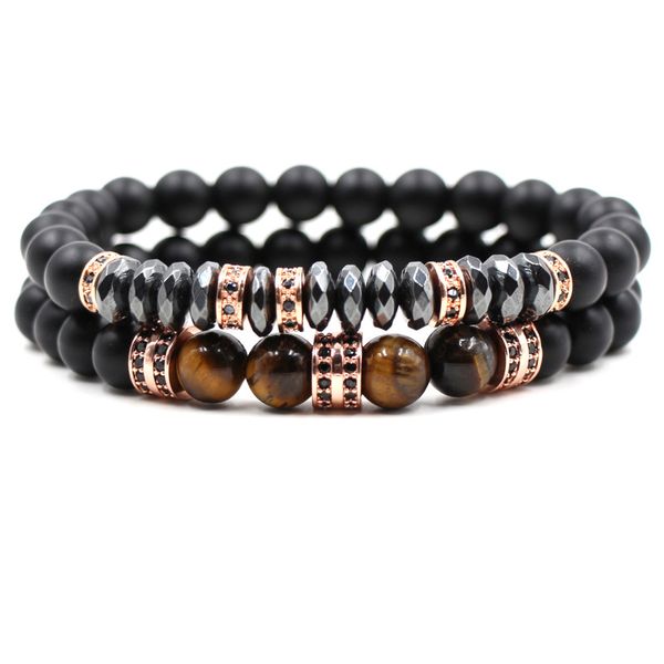 

men women bead bangles charm alloy micro inlay crystal zircon elastic bracelet jewelry classic fashion black pumice bracelet