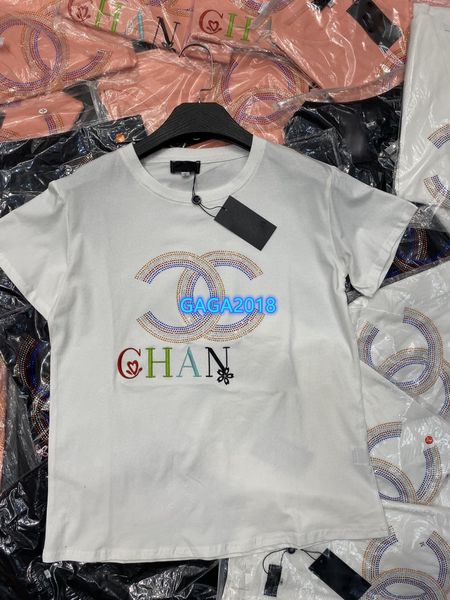 

high end женщины девушки футболка монограмма горячая бурение письмо шаблон с коротким рукавом блузка летняя рубашка тройник модный дизайн ро, White