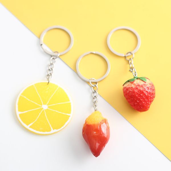 

simulation vegetables fruits real small sweet potato lemon strawberry keychain chain pendant personality small gifts, Silver