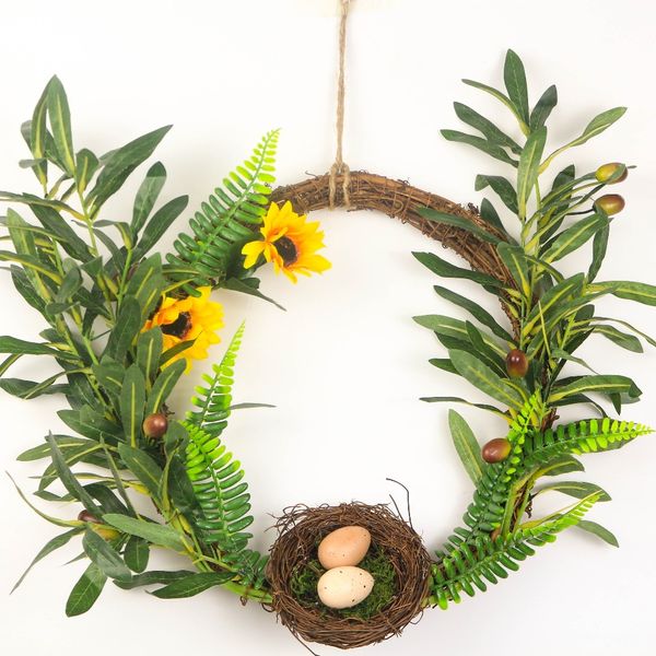 

christmas wreath hawaii party artificial flowers natural rattan with eggs nest olive wreath wall decor farmhouse decorations