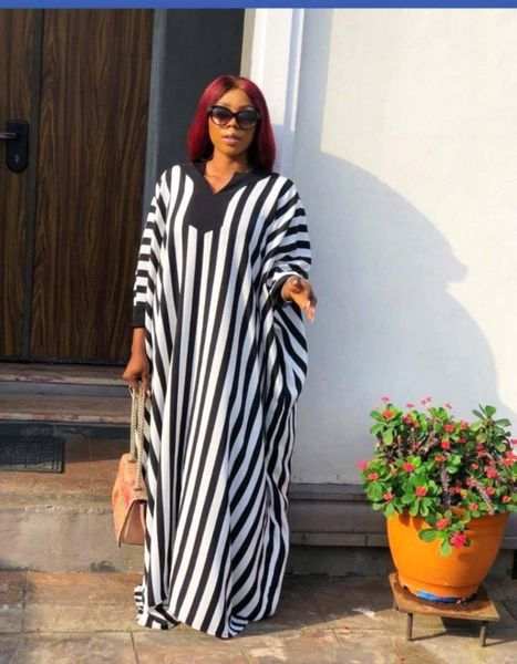 

super bust 132 cm new classic african women's dress dashiki fashion stretch printed stripe long dress size 830, Red