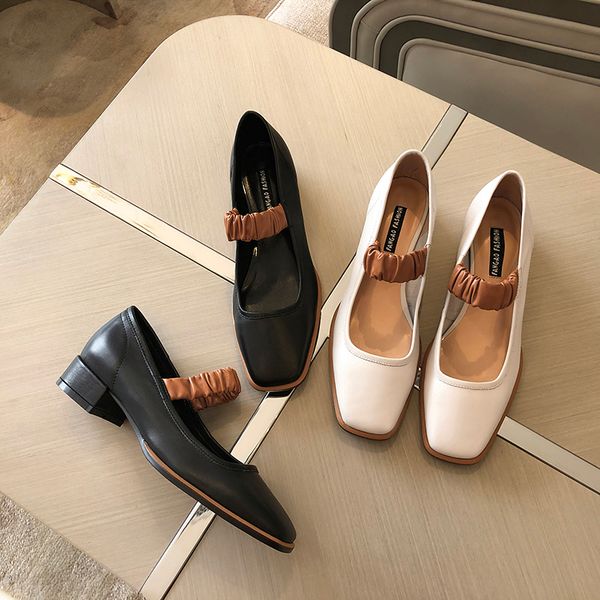 

2020 new spring high heel shoes women's mary janes genuine leather sweet dating shoes women pumps chaussures femme, Black