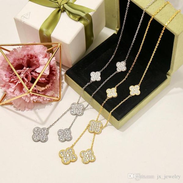 

titanium steel gold plated rose gold necklace four-leaf clover pendant chain ladies brand necklace shell jewelry