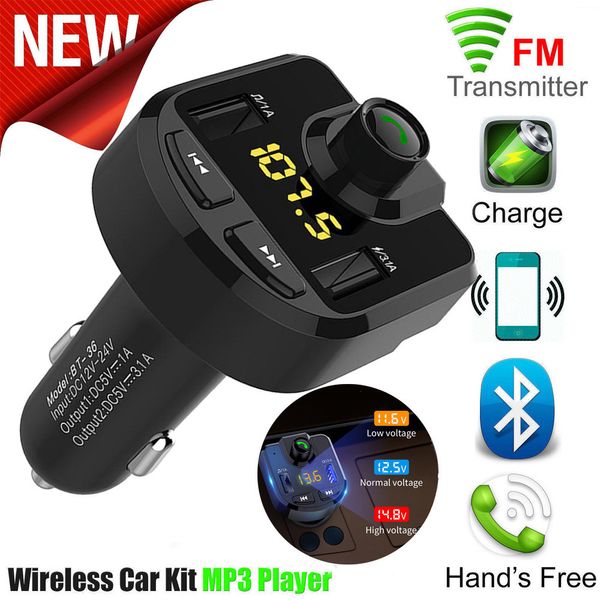 

car kit handswireless bluetooth fm transmitter lcd mp3 player usb charger 2.1a car accessories handsauto fm modulator