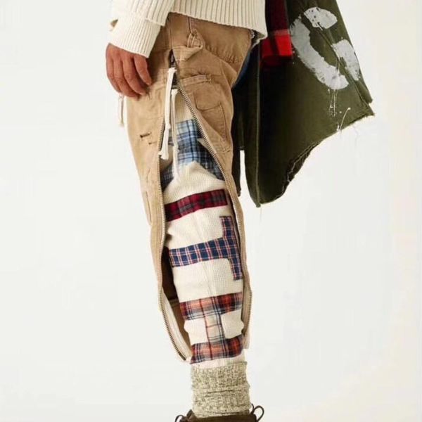 

18fw модные брюки военная униформа брюки старинные грег тяжелая вышивка отверстие патч двухслойный мужчина и женщины высокое качество hfbykz, Black