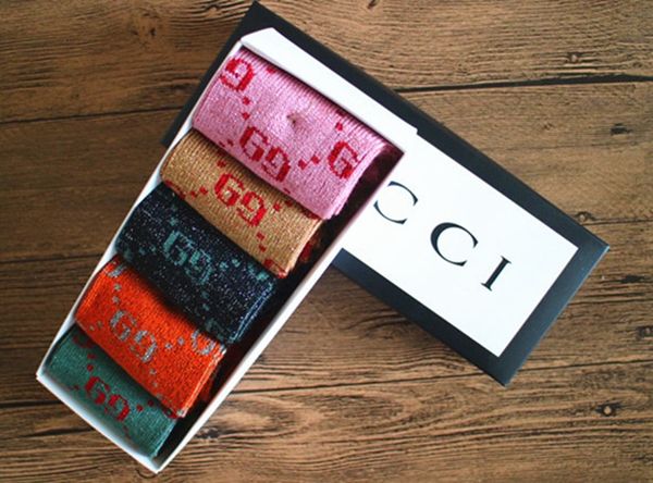 

С коробкой унисекс дизайнер мужские женские носки мужчины письмо GG дышащий носок