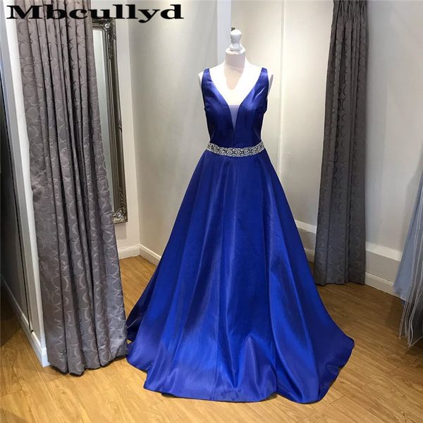 

mbcullyd shining crystal long prom dresses 2020 v-neck royal blue evening dress for women black satin vestido de festa, White;black