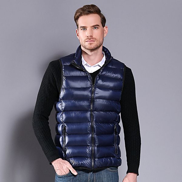 

2018 autumn winter men's down cotton-padded jacket vest coat fashions slim korean solid color vests, Black;white