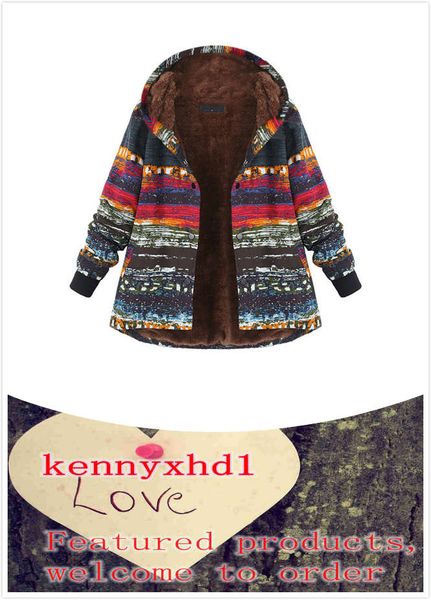 

winter new large size women's cotton coat cotton linen printed fleece hooded sweater warm coat, Black