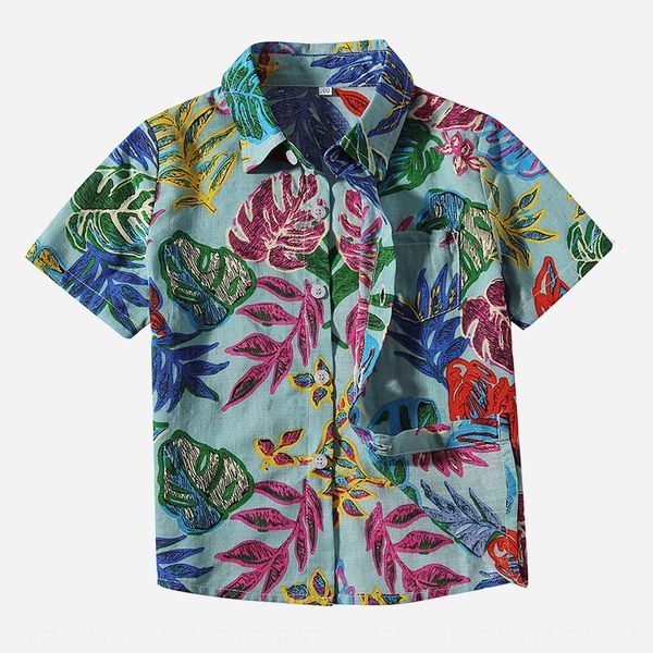 

boys' summer 2020 children's short-sleeved beach style shirt handsome holiday shirt for children, White;black