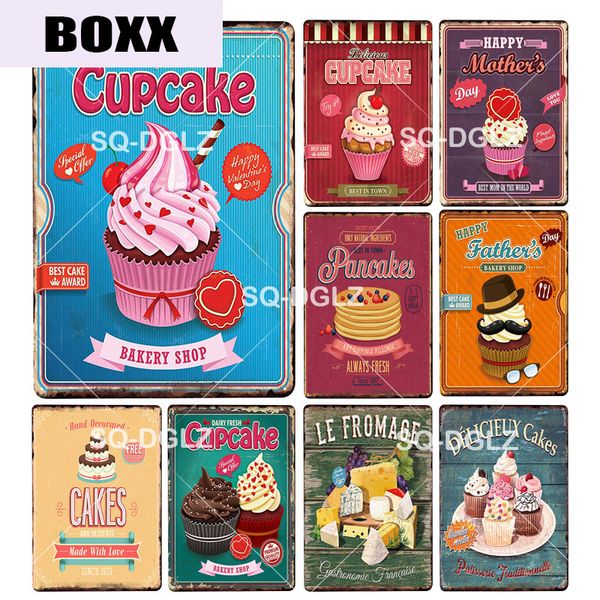 

чашка торт десерты металлическая вывеска старинные металлические пластины кафе бар паб клуб домашний декор стены жестяные знаки ретро таблич