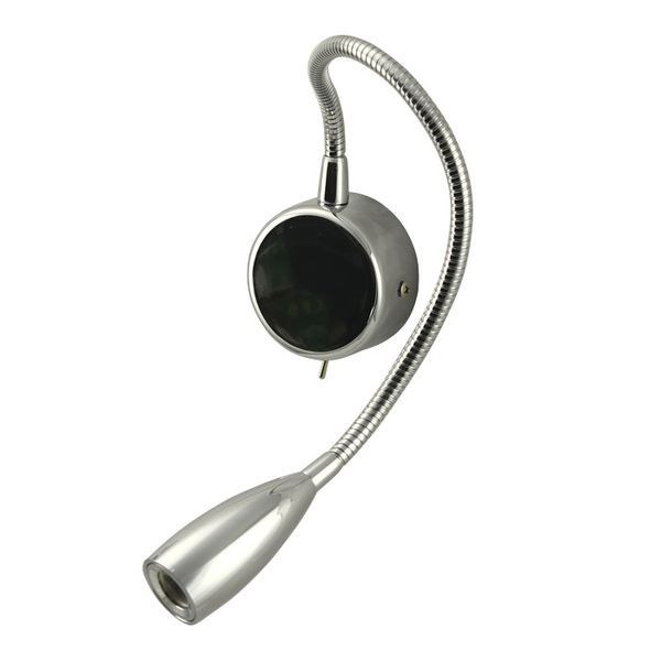 

ch reading lamp light hard wired chrome finish toggle switch integral led 3w ac100-240v flexible arm focused illumination