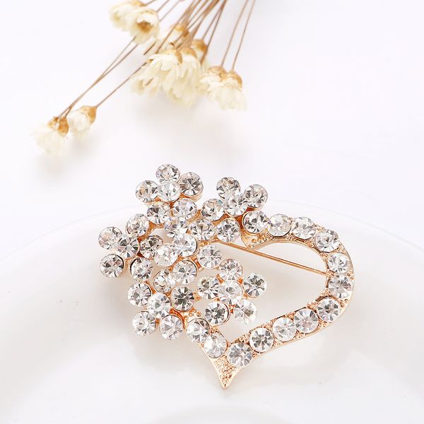 

peach hear brooch diamante full crystal rhinestone bridal pin scarf corsage, Gray
