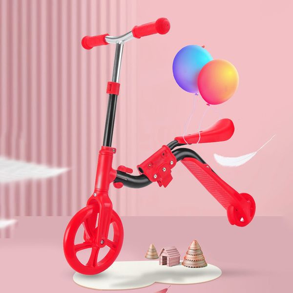

50 kg loading capacity kids scooter with folding seat 2-in-1 adjustable kick scooter skateboard walker bike