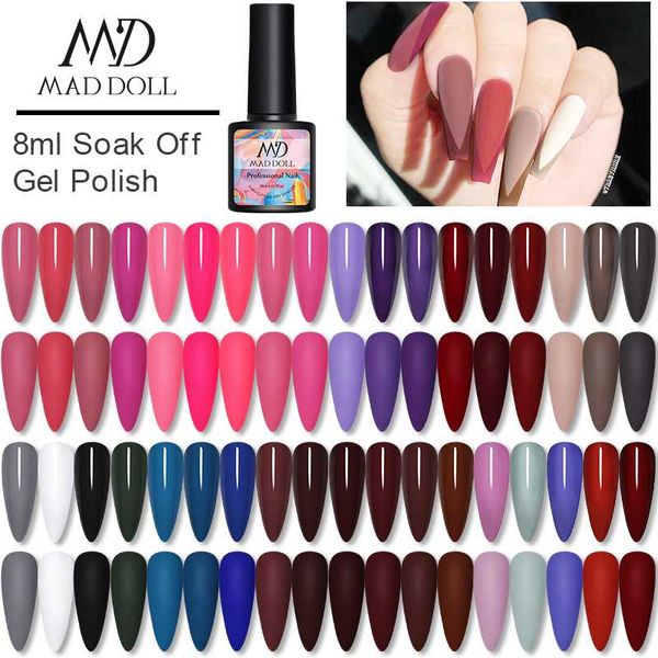 

mad doll 8ml gel nail polish matte effect color long lasting nail polish soak off uv gel varnish one-sart, Red;pink
