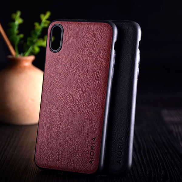 

Чехол для iphone XS Max XR X FUND роскошный кожаный винтажный узор из личи с мягкой капой дл