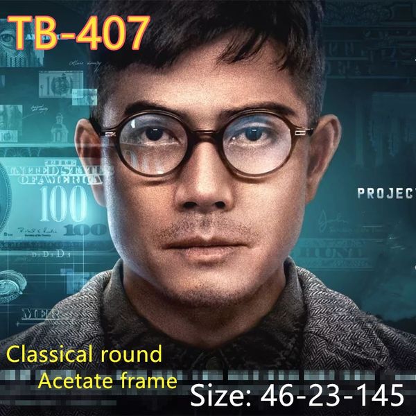 

vintage quality acetate eyeglasses classical round frame tb407 eyewear women men original box case prescription lens ship, Black