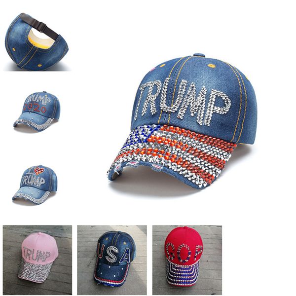 

2020 дональд трамп denim алмазные hat президент выборы бейсбольный мяч cap регулируемая snapback лето мужчины женщины visor шляпы casquette, Yellow