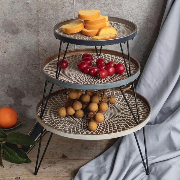 

display craft table fruit snack party wrought iron wedding plate dessert stand storage tray serving industrial vintage