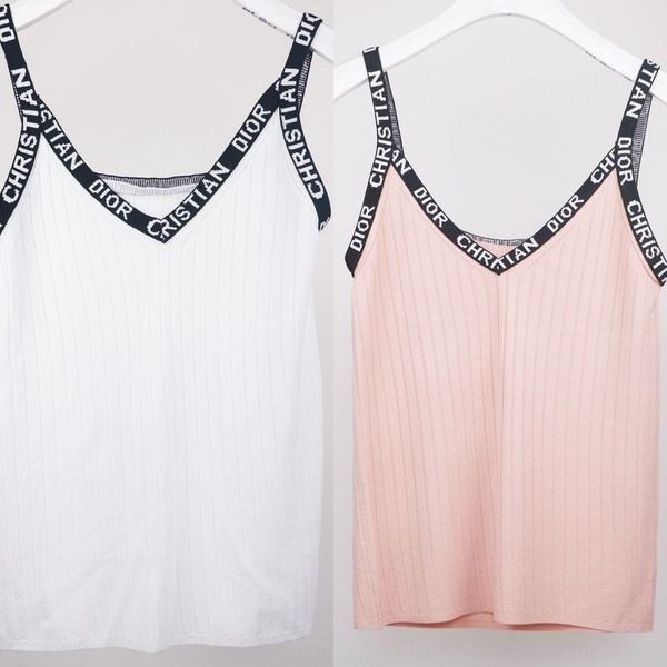 

women's letter camisole knitted vest shirt inner slim sleeveless small base shirt top, Camo