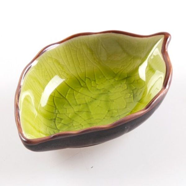 

kitchen bowl kitchen tool dish creative ice crack glaze leaf ceramic seasoning soy sauce vinegar small plates 10*7.5*3cm