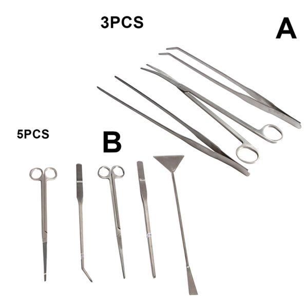 

new long stainless steel aquarium tank tweezers scissors set plant spatula tool sf66