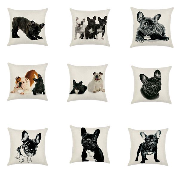 

1pcs bulldog husky dachshund cushion cotton linen pillowcase decorative pillows use for home sofa car office almofadas cojines