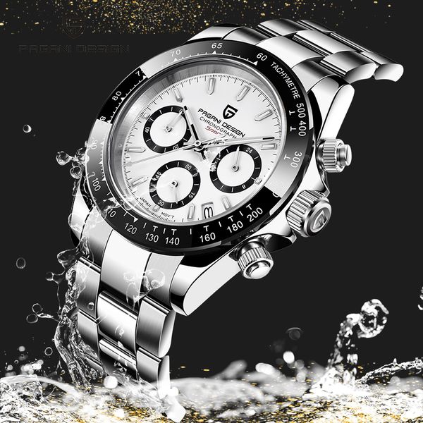 

pagani design 2020 men's watches quartz business watch sport waterproof mens sapphire chronograph wristwatch relogio masculino, Slivery;brown
