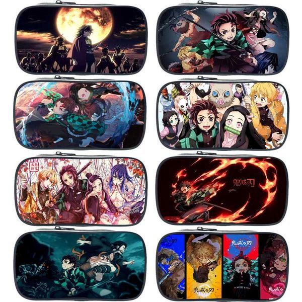 

anime demon slayer pen bag kimetsu no yaiba pencil case kamado tanjirou makeup cosmetic bag functionary cartoon stationery