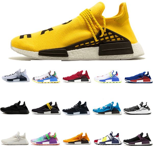 

nmd human race mens outdoor running shoes pharrell williams sample yellow core black sport designer shoes women sneakers size36-45