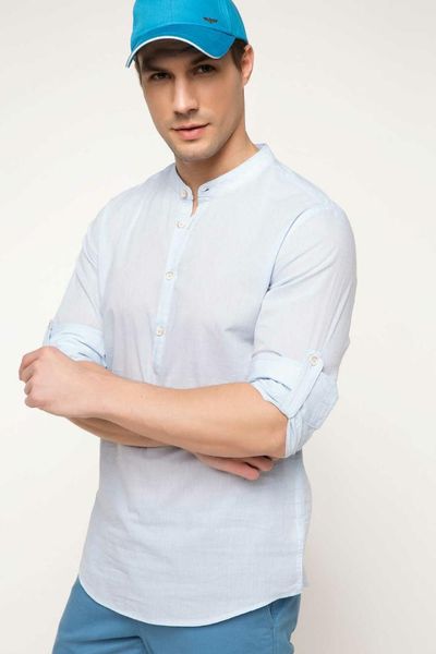 

defacto men fashion formal white stand collar shirt woven short sleeve shirt casual business wear shirt-g8832az17sm, White;black