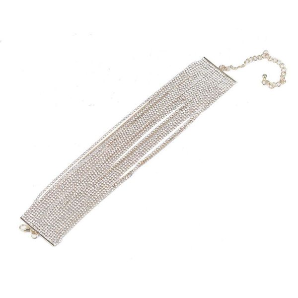 

оптовая продажа новый кристалл многослойный диамант горный хрусталь колье падение ожерелье#30, Golden;silver