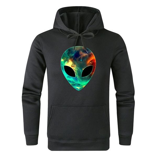 

alien print alien hoodie long sleeve sweatshirt hoodie, Black
