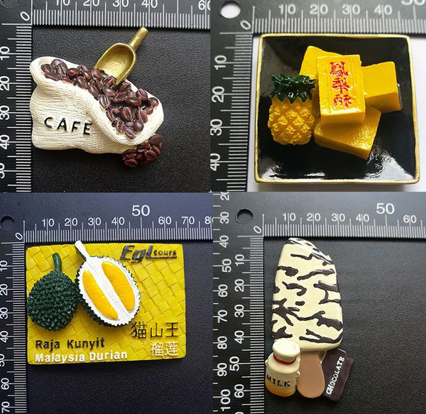 4 Styles Artificial Snack Ice Cream Resin Fridge Sticker Home