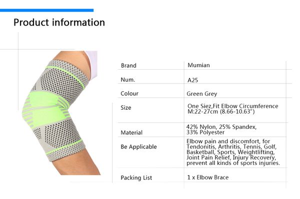 

2020 new designer сила классический серый зеленый elbow спорт trainning йога езда бег упражнения колено рукав brace, Black;gray