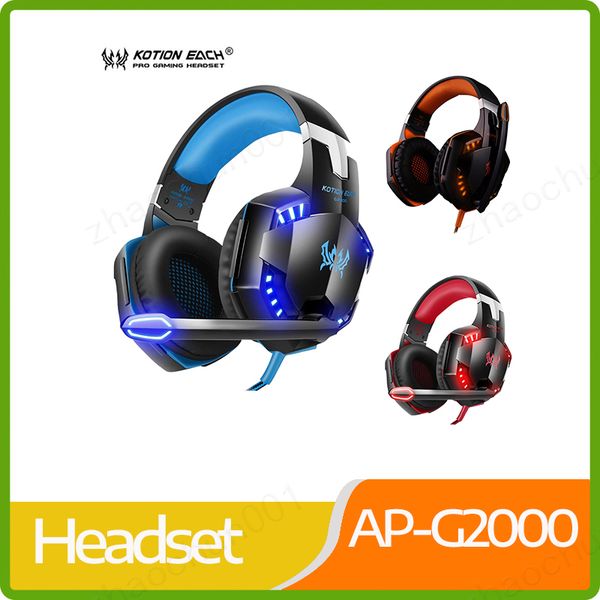 

gaming headphones stereo noise cancelling headsets studio headband microphone earphones with light for computer pc gamer each g2000