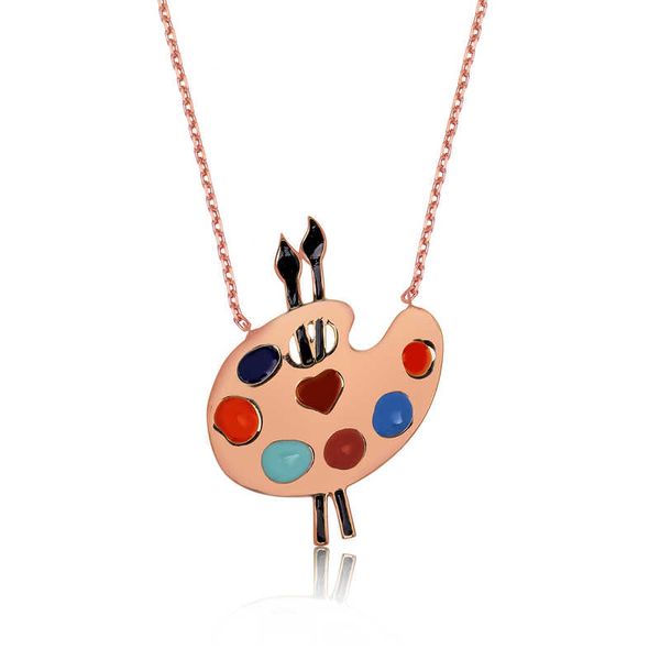 

925 sterling silver painter palette womens necklace