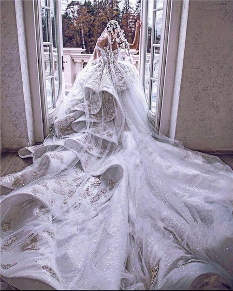 

роскошные 3d lace appliuqed бальное платье свадебное платье плюс размер открытой спиной кристалл бисера цветы off shoulder саудовская аравия, White