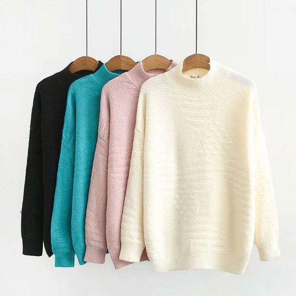 

plus size casual sweaters 2019 autumn women fashion loose long sleeve knitting pullovers j4-692, White;black