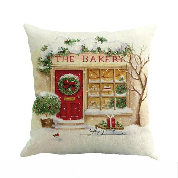 

christmas santa claus pillow case 45*45cm linen cushion cover snowman printed pillow cover home car decorative pillowcase
