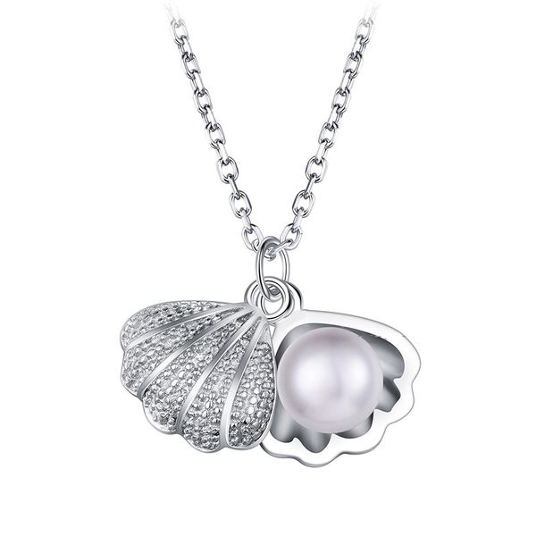 

100% real natural freshwater pearl necklace s925 silver pendants shell necklace wedding classic fine jewelry gift