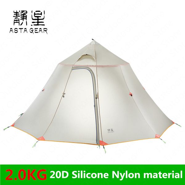 

astagear large space camping tent 20d silicone ultralight outdoor 6 persons pyramid family tent waterproof index 5000mm