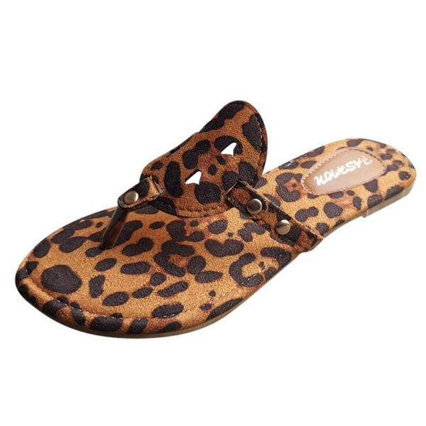 

leopard flip flops slippers women shoes summer 2020 fashion casual flat ladies slippers beach walk shoes women buty damskie, Black