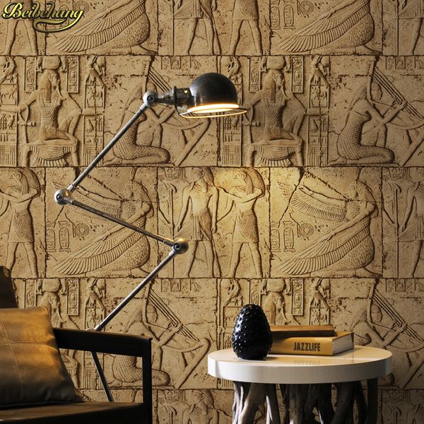 

embossed wallpaper 3d egypt ancient wall murals classical sculpture vintage pvc wallcovering waterp