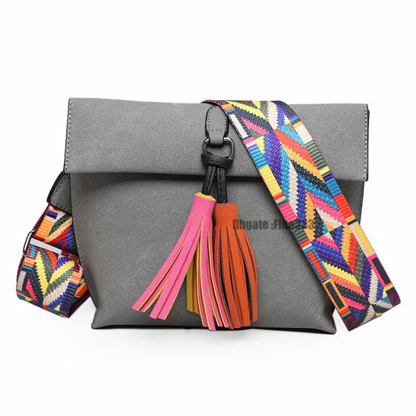 

women's bag scrub pu crossbody bags luxury handbags women bags designer bolso mujer colorful strap sac a main femme, Black