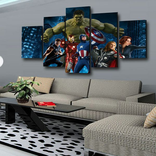 

high-definition inkjet home decoration five-linked craft painting avengers
