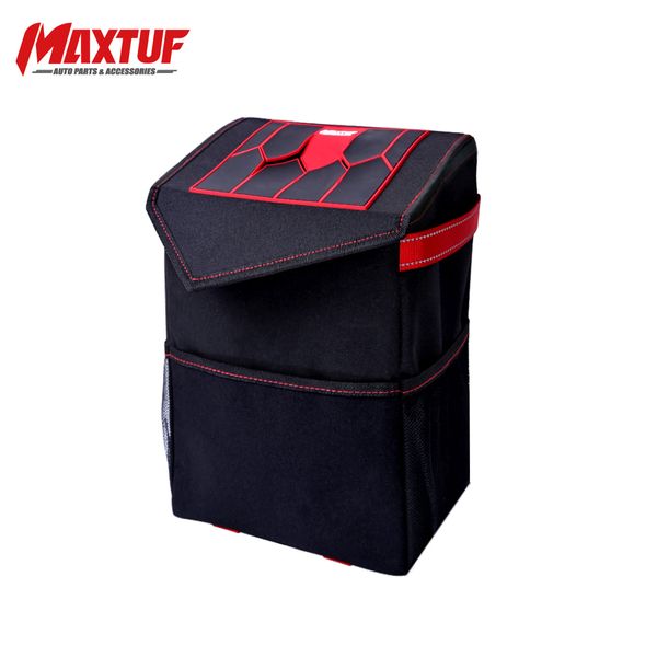 

maxtuf traveling portable car trash can - collapsible -up leakproof trash bin oxford polyester mt652